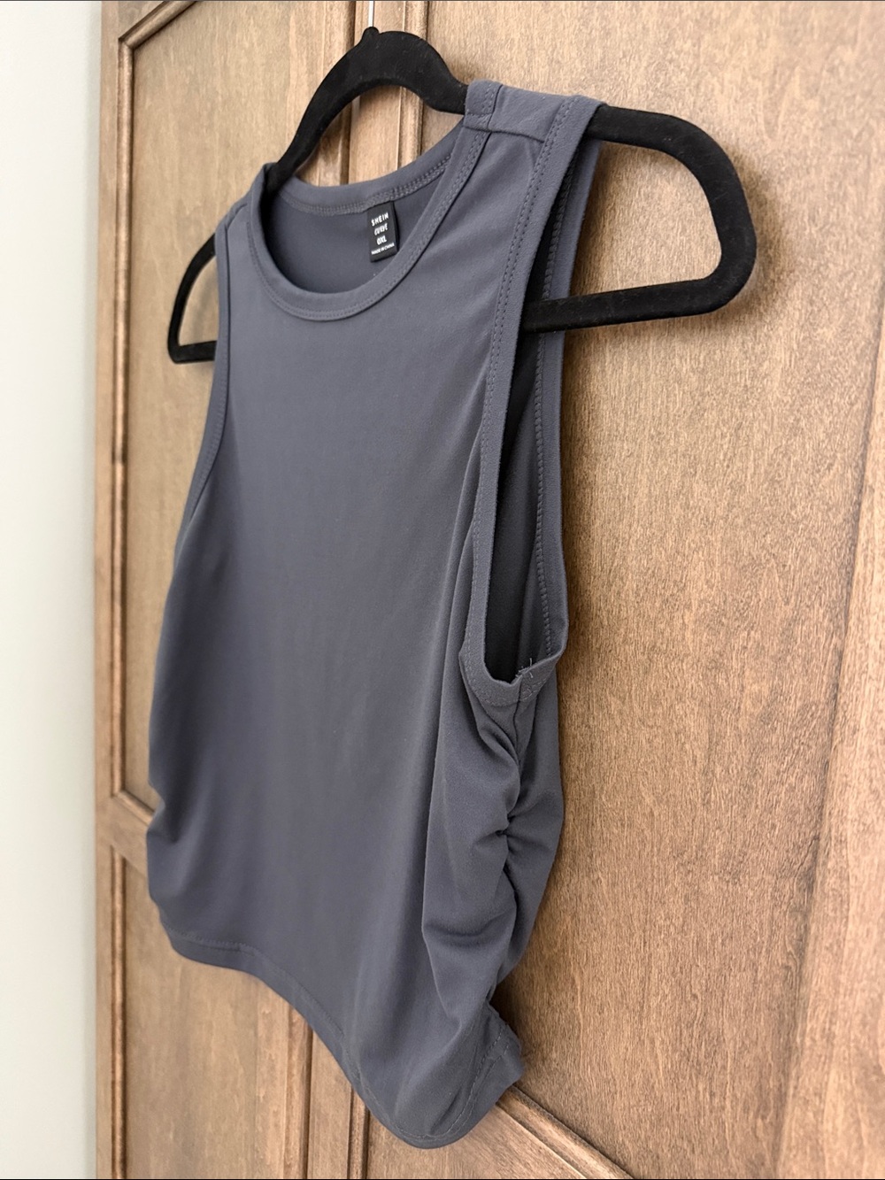 Curve Charcoal High Neck Cropped Hem Riches sides Tank
